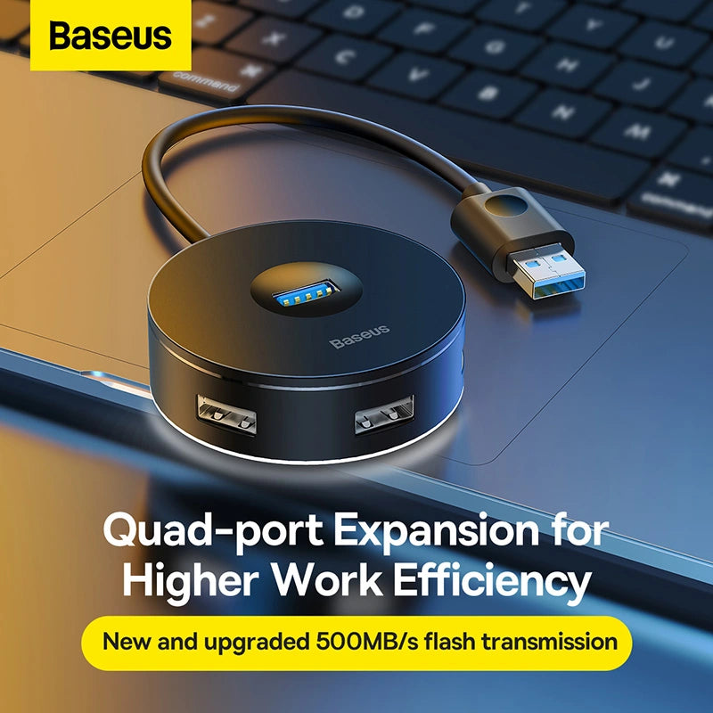 Baseus round box HUB adapter(Type-C to USB3.0*1+USB2.0*3)10cm
