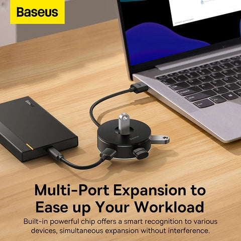 Baseus round box HUB adapter(Type-C to USB3.0*1+USB2.0*3)10cm