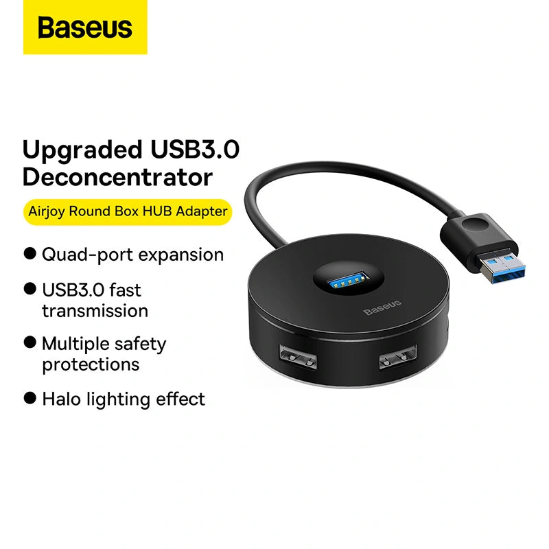 Baseus round box HUB adapter(Type-C to USB3.0*1+USB2.0*3)10cm