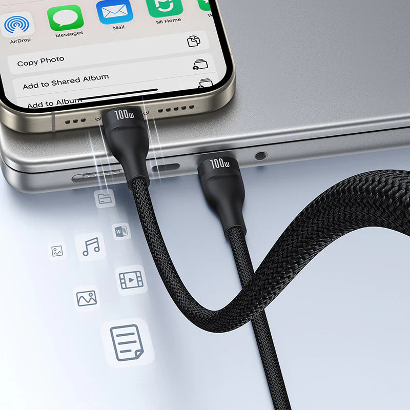 Baseus Flash Series 3 One-for-three Fast Charging Cable Type-C to C+C+L 100W 1.5m Cluster Black