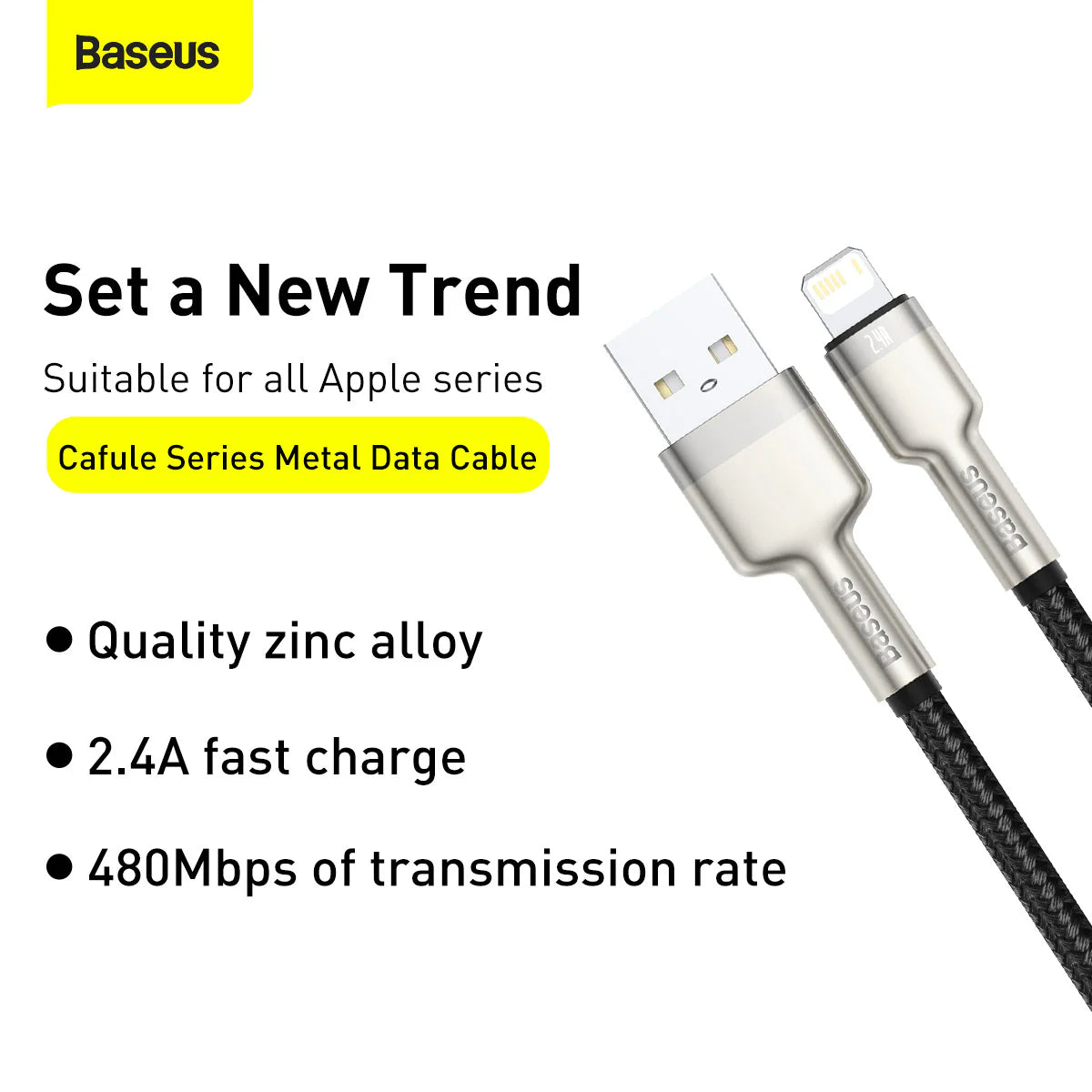 Baseus Cafule Series Metal Data Cable USB to IP 2.4A