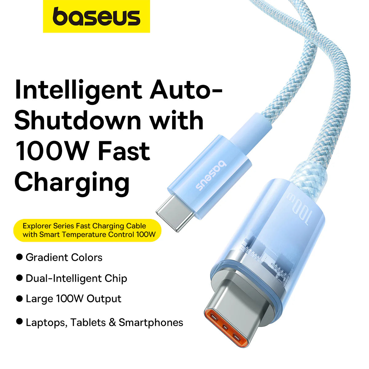 Baseus Explorer Series Fast Charging Cable with Smart Temperature Control Type-C to Type-C 100W