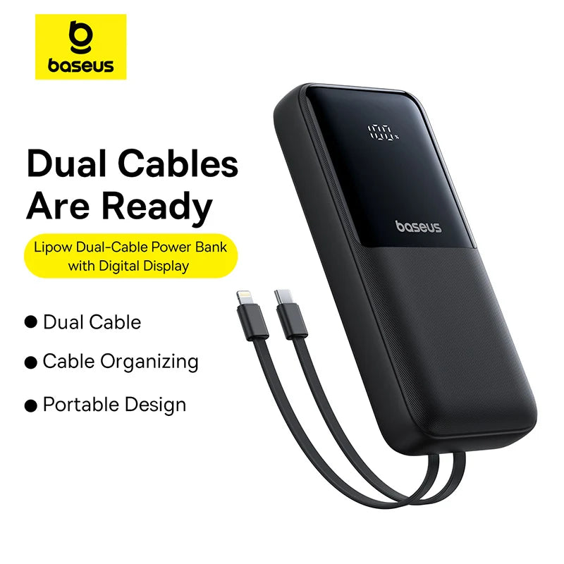 Baseus Dual Cable Powerbank with Digital Display 20000mAh 22.5W