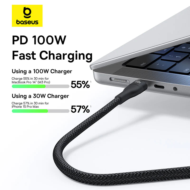 Baseus Flash Series 3 One-for-three Fast Charging Cable Type-C to C+C+L 100W 1.5m Cluster Black