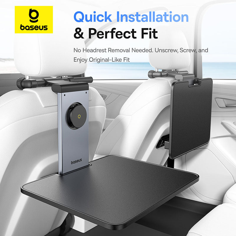 Baseus MagPro Series Versatile Car Mount for Backseat Headrest - Foldable Laptop Desk, 360° Rotatable Phone Holder, Adjustable, Easy Install