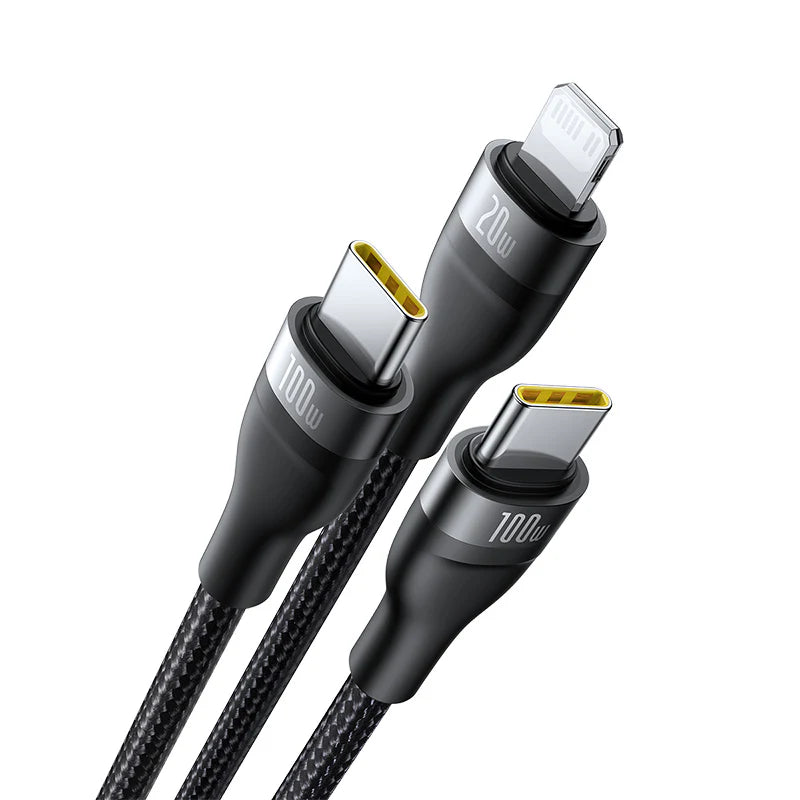 Baseus Flash Series 3 Two-For-Three Fast Charging Cable U+C To C+C+L 100W