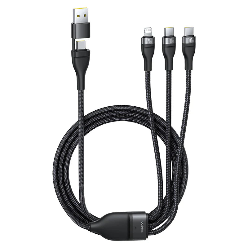 Baseus Flash Series 3 Two-For-Three Fast Charging Cable U+C To C+C+L 100W