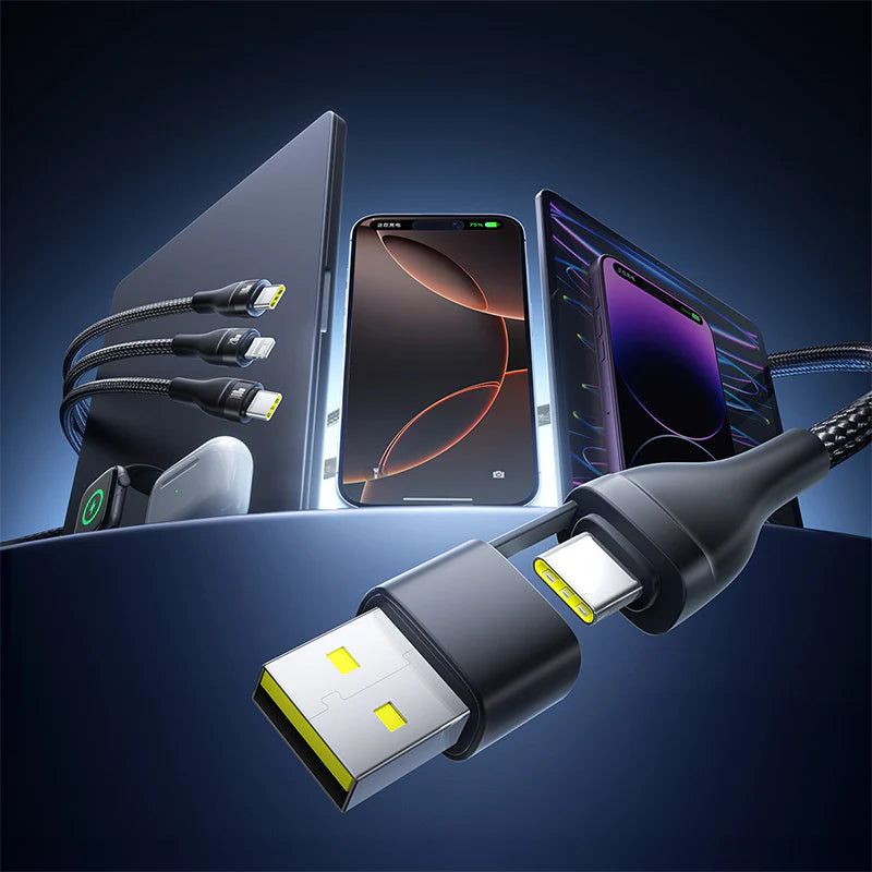 Baseus Flash Series 3 Two-For-Three Fast Charging Cable U+C To C+C+L 100W