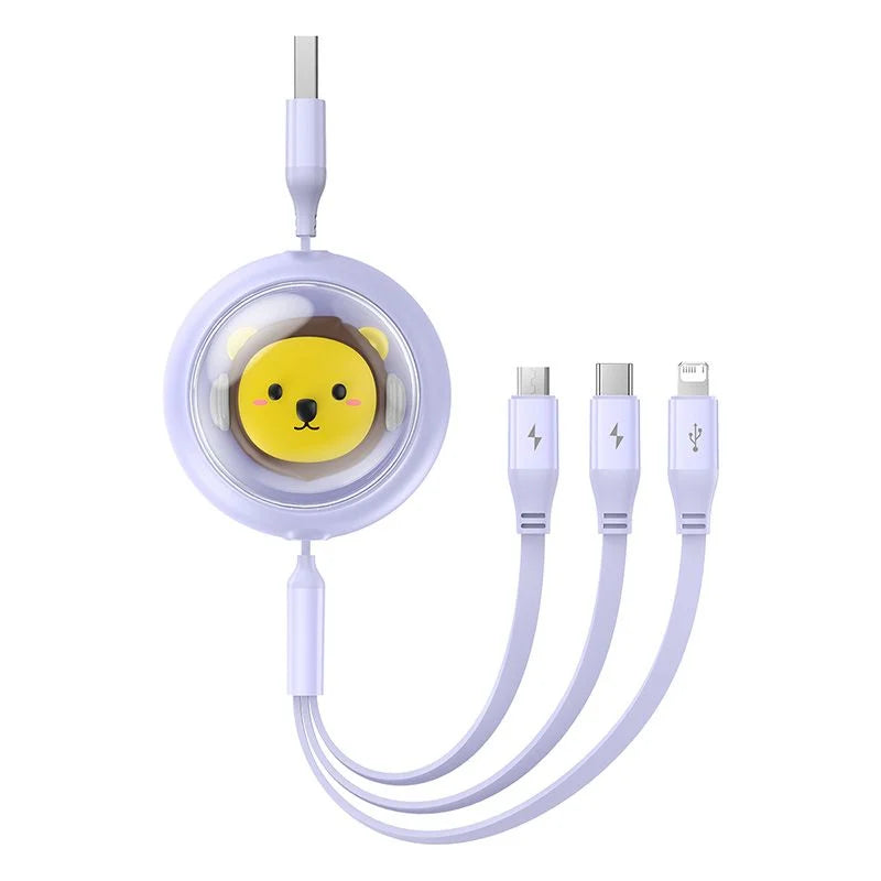Baseus Leo Retractable Charging Cable 3-in-1 USB to M+L+C 3.5A 1.1m