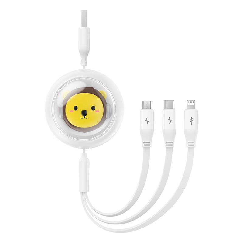 Baseus Leo Retractable Charging Cable 3-in-1 USB to M+L+C 3.5A 1.1m