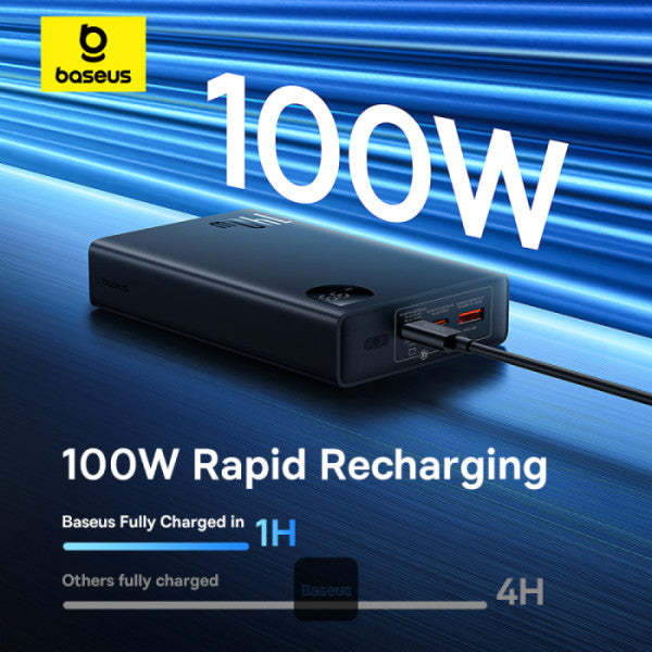 Baseus Adaman Digital Display Fast Charge Power Bank 24000mAh 140W(With Superior Series Fast Charging Data Cable Type-C to Type-C 240W (48V/5A) 1m Black)
