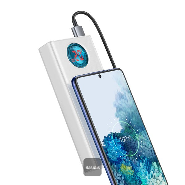 Baseus Amblight Digital Display Fast Charge Power Bank 30000mAh (Include:Baseus Xiaobai Series Fast Charging Cable Type-C to Type-C 100W(20V/5A) 1m) Overseas Edition