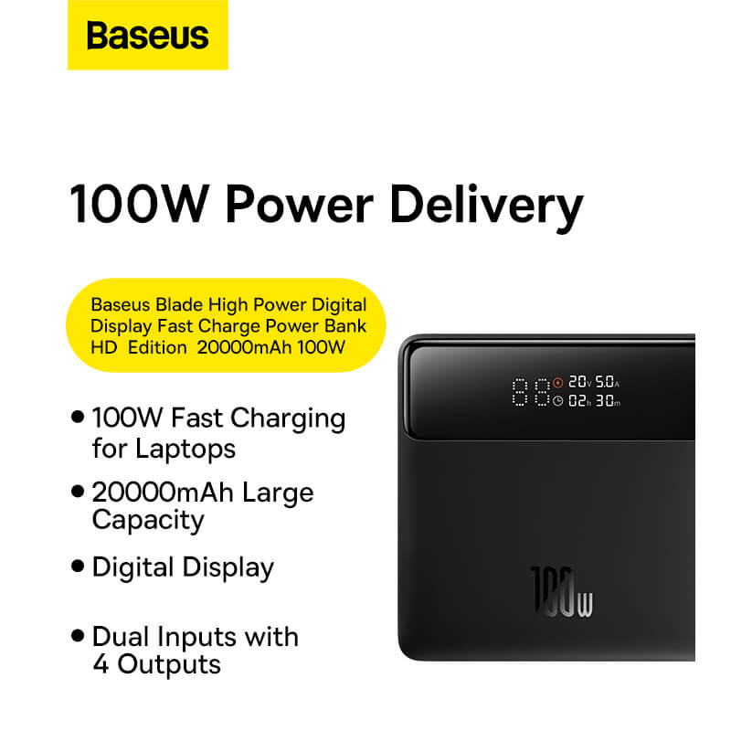 Baseus Blade HD Digital Display Fast Charging Power bank 20000mAh 100W