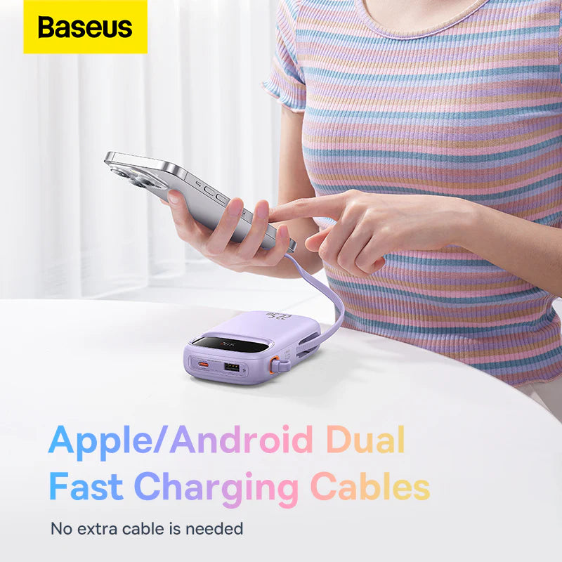 Baseus Qpow2 Dual-Cable Digital Display Fast Charge Power Bank 10000mAh 22.5W(With: Simple charging cable Type-C 3A 0.3m )