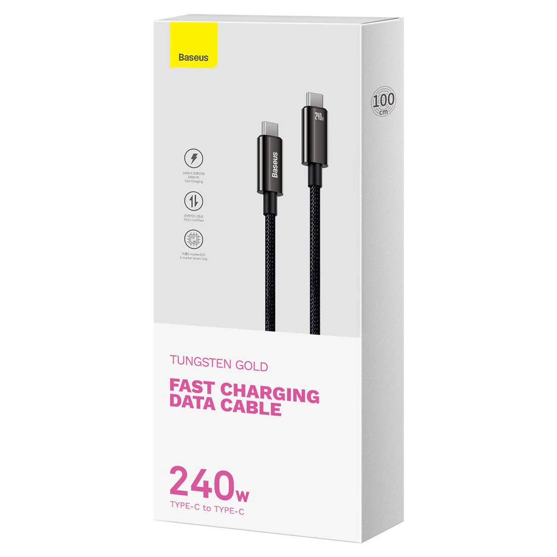 Baseus Tungsten Gold Fast Charging Data Cable Type-C to Type-C 240W