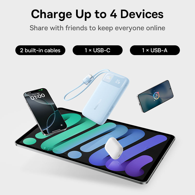 Baseus EnerFill FC11 Digital Display Power Bank with Dual Built-in Cables 20000mAh 22.5W
