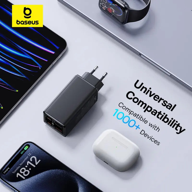 Baseus GaN6 Pro Fast Charger 2C+2U 100W US (With:Mini White Cable Type-C to Type-C100W(20V/5A) 1m