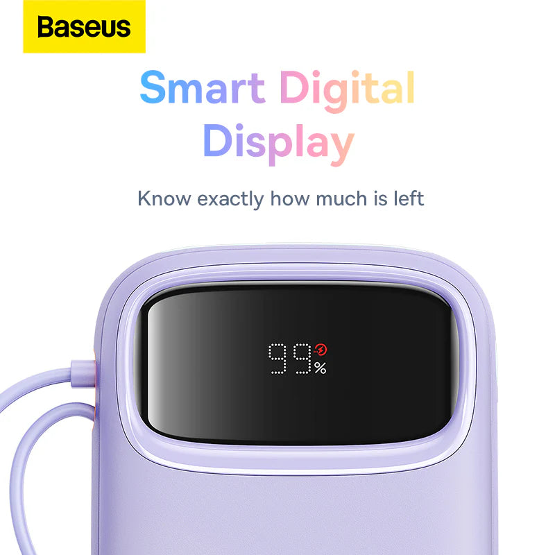 Baseus Qpow2 Dual-Cable Digital Display Fast Charge Power Bank 10000mAh 22.5W(With: Simple charging cable Type-C 3A 0.3m )
