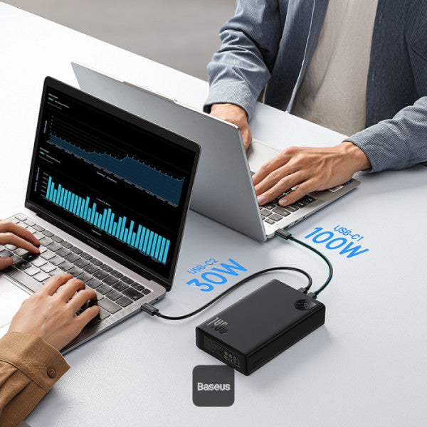 Baseus Adaman Digital Display Fast Charge Power Bank 24000mAh 140W(With Superior Series Fast Charging Data Cable Type-C to Type-C 240W (48V/5A) 1m Black)