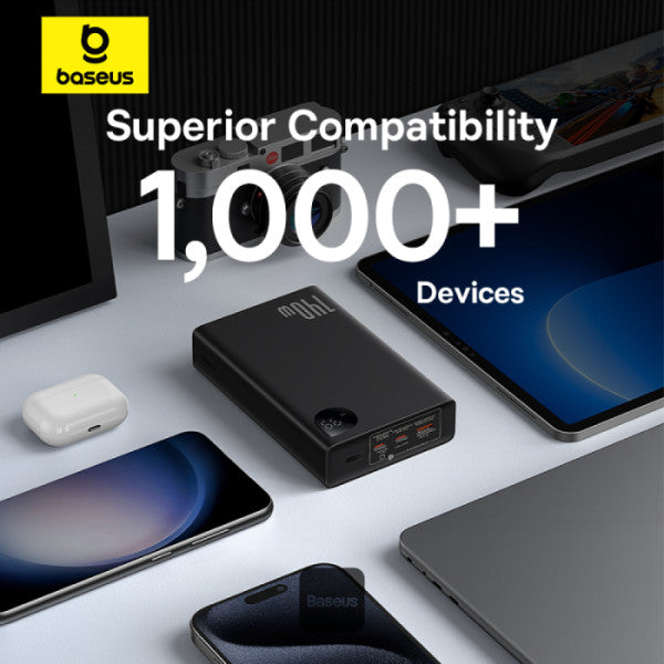 Baseus Adaman Digital Display Fast Charge Power Bank 24000mAh 140W(With Superior Series Fast Charging Data Cable Type-C to Type-C 240W (48V/5A) 1m Black)