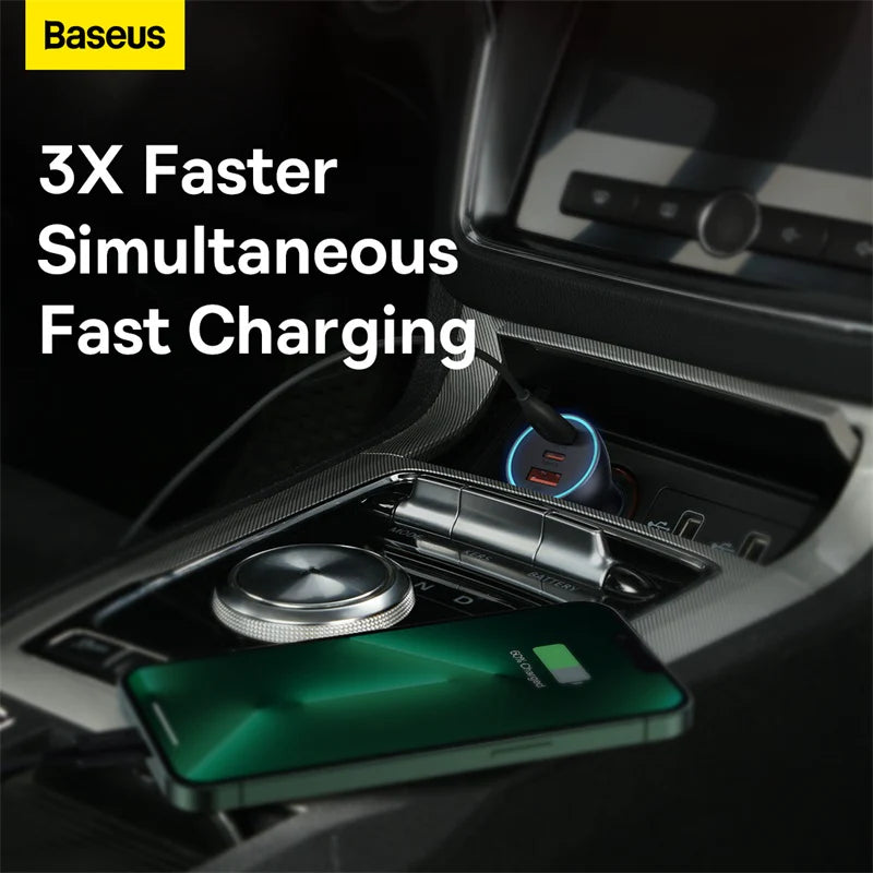 Baseus Golden Contactor Pro Triple Fast Charger Car Charger 65W U+C+C