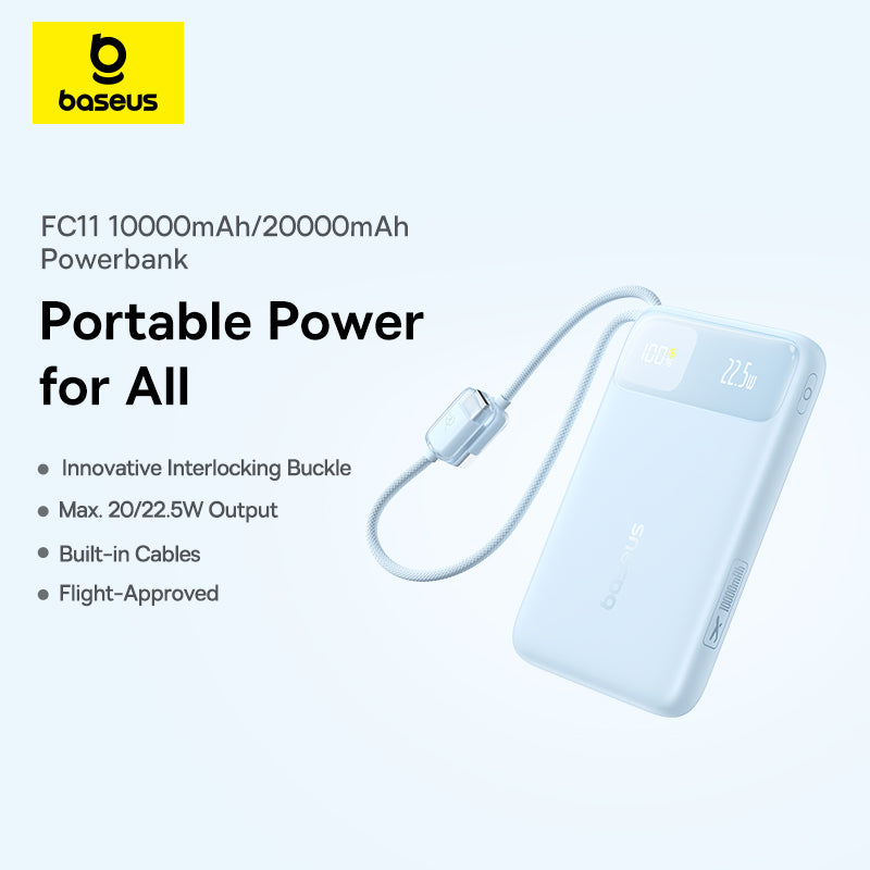 Baseus EnerFill FC11 Digital Display Power Bank with Dual Built-in Cables 20000mAh 22.5W