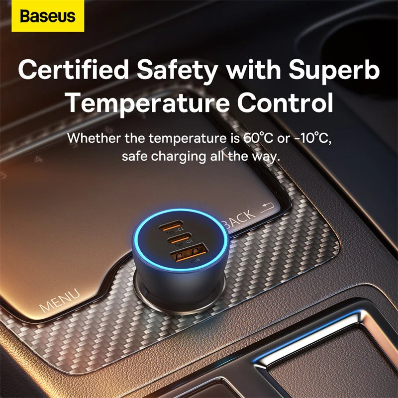 Baseus Golden Contactor Pro Triple Fast Charger Car Charger 65W U+C+C