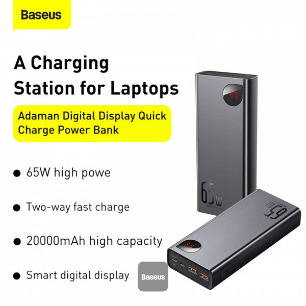Baseus Adaman Metal Digital Display Quick Charge Power Bank 20000mAh 65W