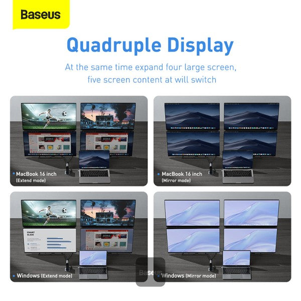 Baseus Working Station Multifunctional 16 Port Type-C HUB Adapter(CN+UK+EU)