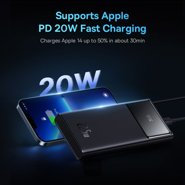 Baseus Star-Lord Digital Display Fast Charge Power Bank 10000mAh 22.5W Black(With Simple Series Charging Cable USB to Type-C 3A 0.3m Black)