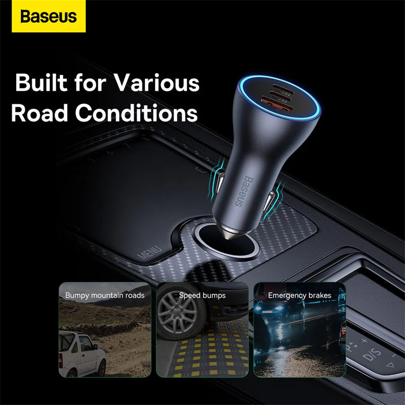 Baseus Golden Contactor Pro Triple Fast Charger Car Charger 65W U+C+C