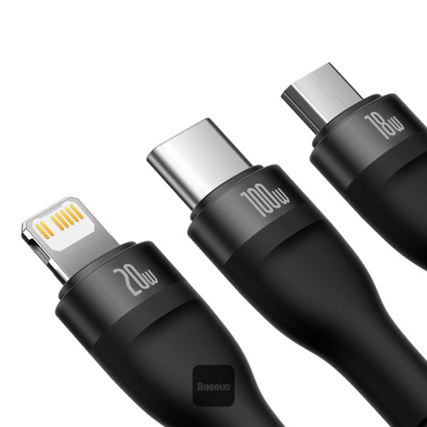 Baseus Flash Series 2 Two-for-three Charging Cable U+C to M+L+C 100W 1.2m