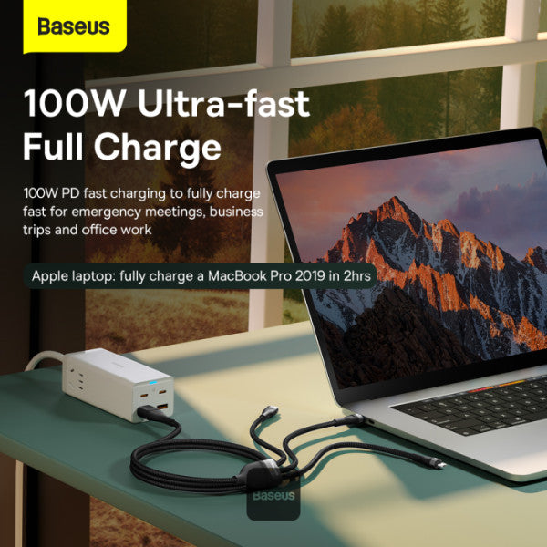 Baseus Flash Series 2 Two-for-three Charging Cable U+C to M+L+C 100W 1.2m