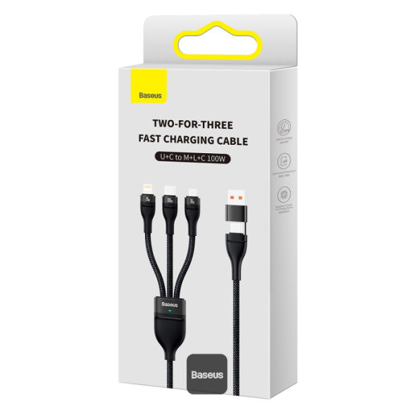Baseus Flash Series 2 Two-for-three Charging Cable U+C to M+L+C 100W 1.2m