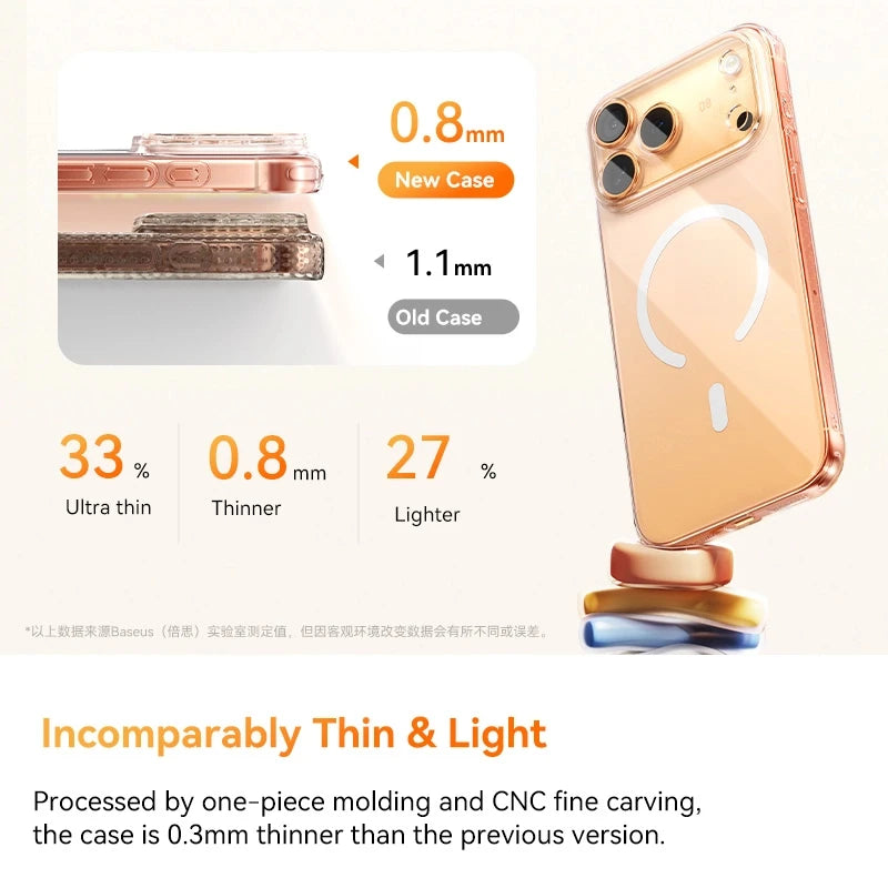 Baseus Crystal Slim Magnetic Phone Case for iPhone 17 Series Clear