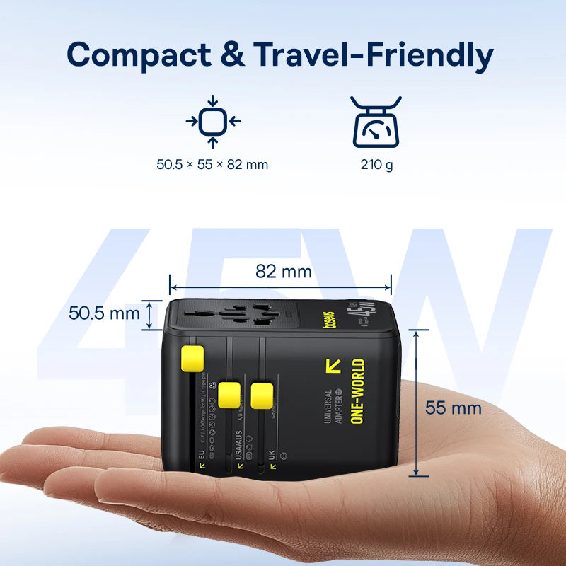 Baseus PicoGo AG11 Universal Travel Adapter 2AC+2U+2C 45W