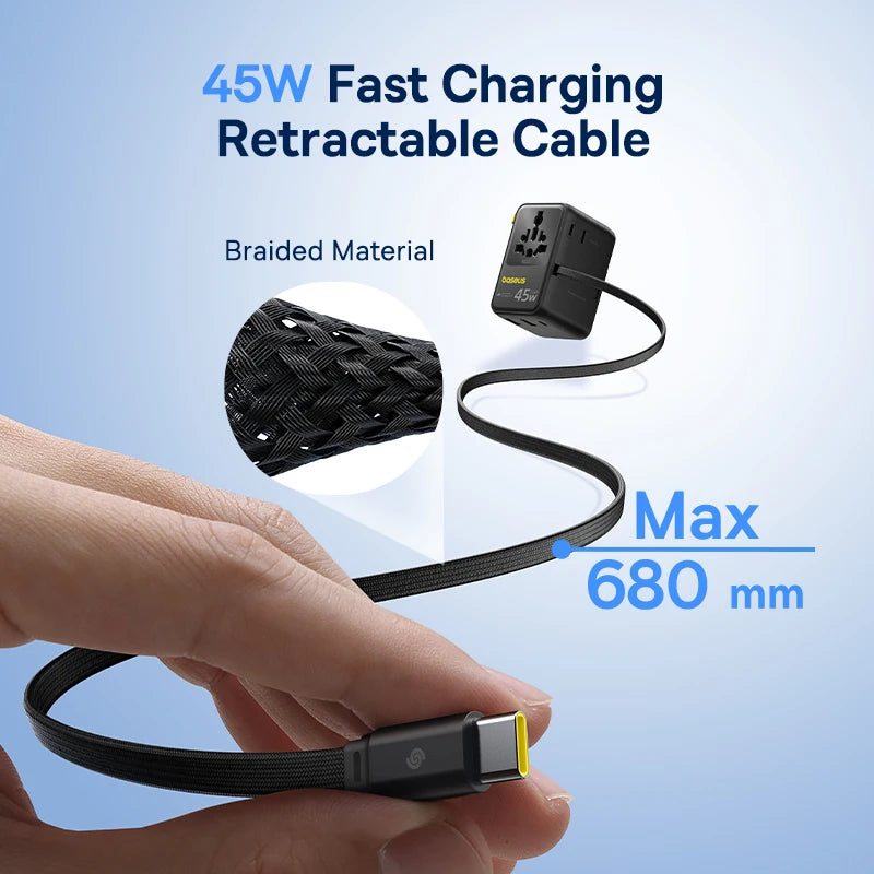 Baseus PicoGo AG11 Universal Travel Adapter 2AC+2U+2C 45W