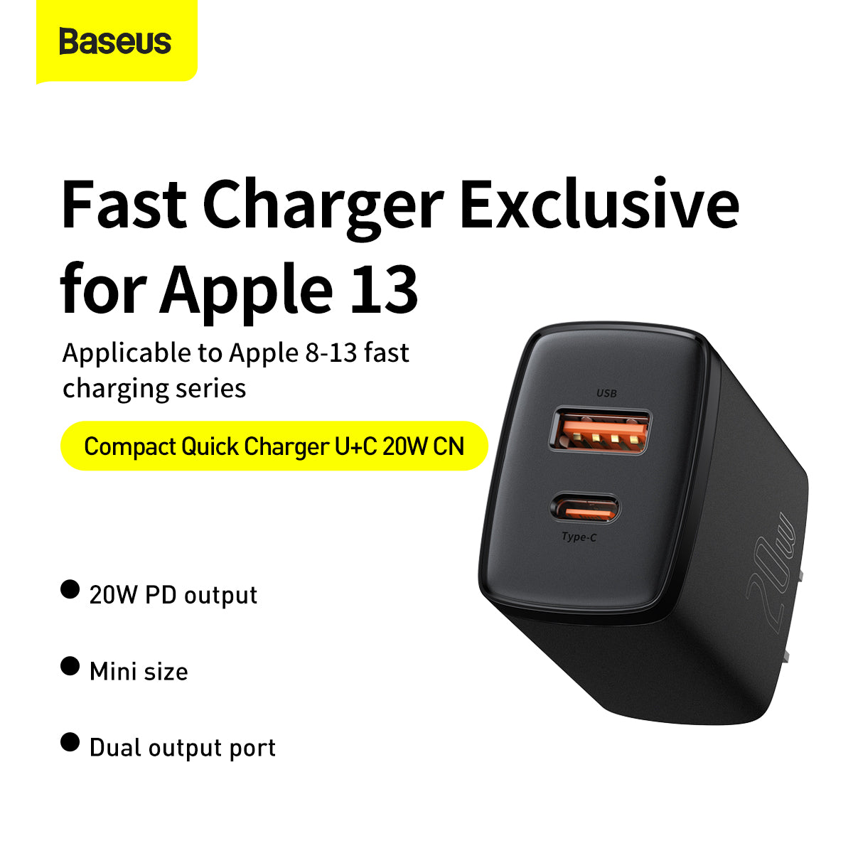 Baseus Compact Quick Charger U+C 20W CN