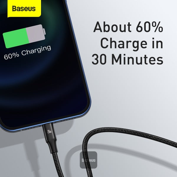 Baseus Rapid Series 3-in-1 Fast Charging Data Cable Type-C to C+L+C PD 20W 1.5m