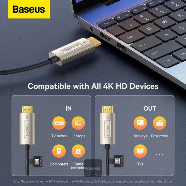 Baseus High Definition Series, Optic Fiber HDMI To HDMI 4K Adapter Cable 15M