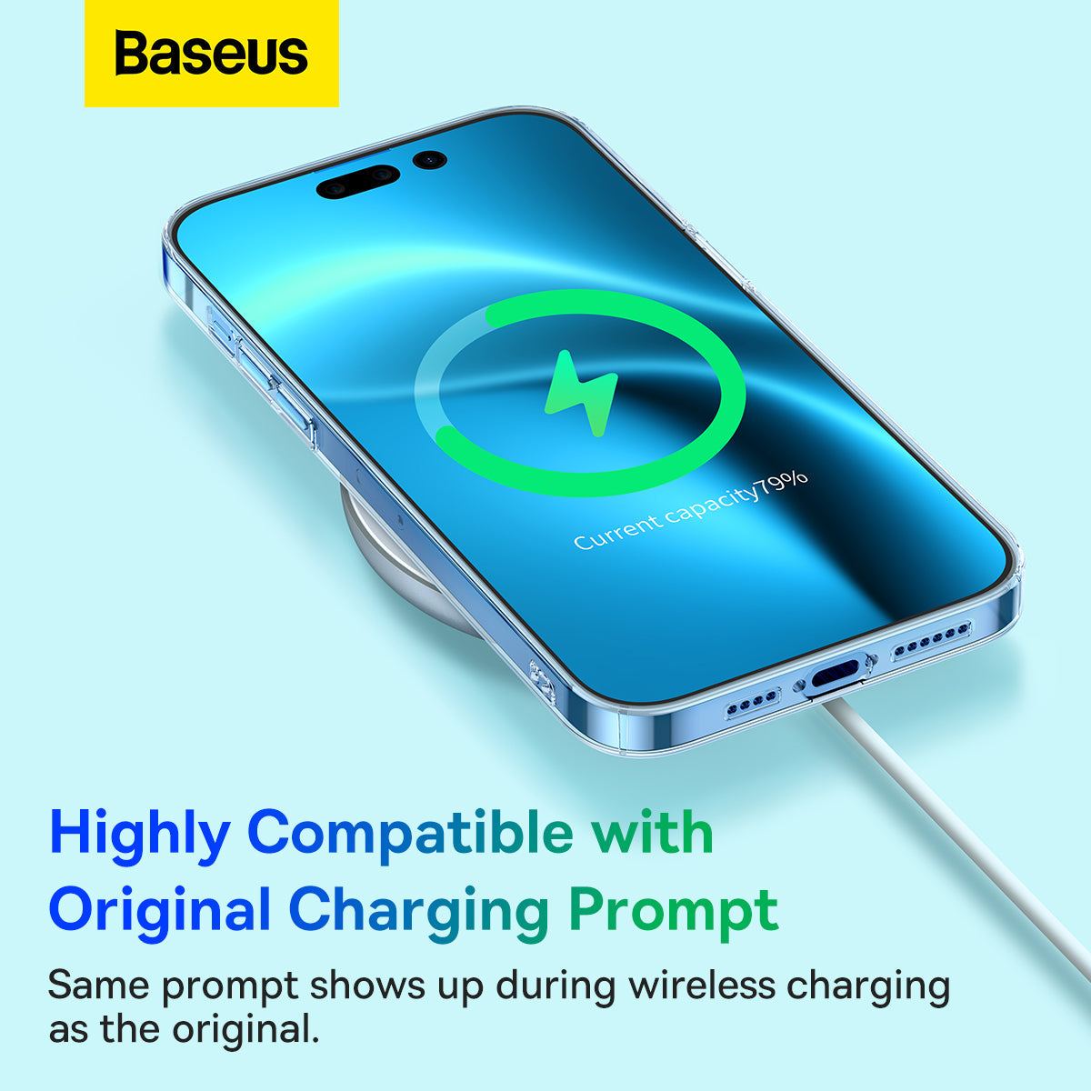 Baseus Crystal Series Magnetic Case for iP 14 Series (Pack of 1 with full coverage tempered glass screen protector and cleaning kit), Clear