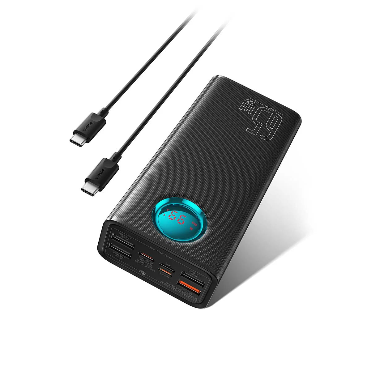 Baseus Amblight Digital Display Fast Charge Power Bank 26800mAh (Baseus Xiaobai Series Fast Charging Cable Type-C to Type-C 1m)