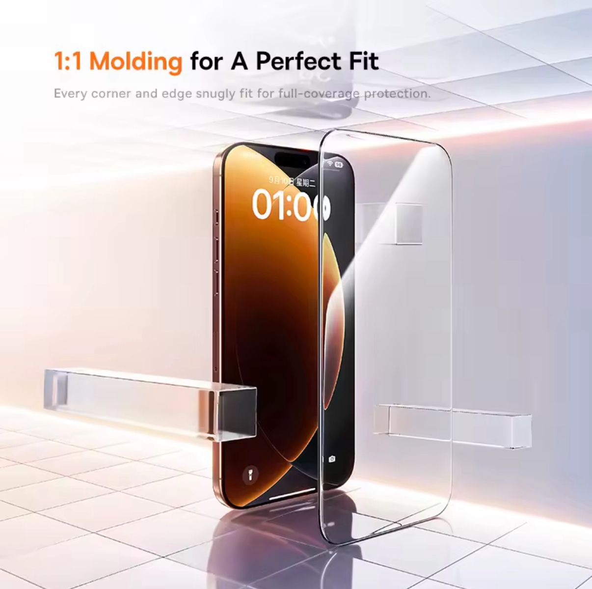 Baseus Crystalline Tempered Glass Screen Protector for iPhone 17 with Dustproof Installation Tray Clear Pack of 1 (Includes 1 Cleaning Kit)