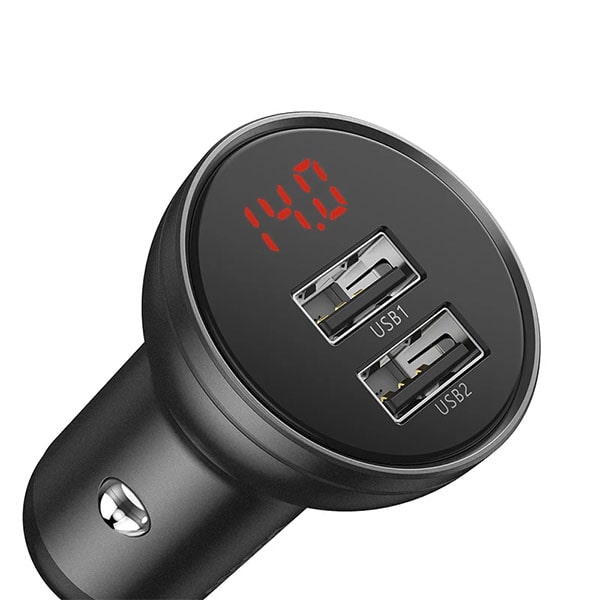 Baseus Digital Display Dual USB 4.8A Car Charger 24W