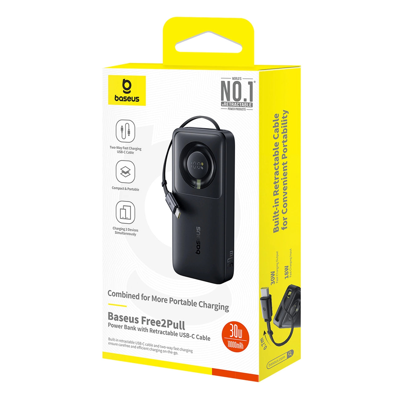 Baseus Free2Pull Power Bank with Retractable Cable 10000mAh 30W