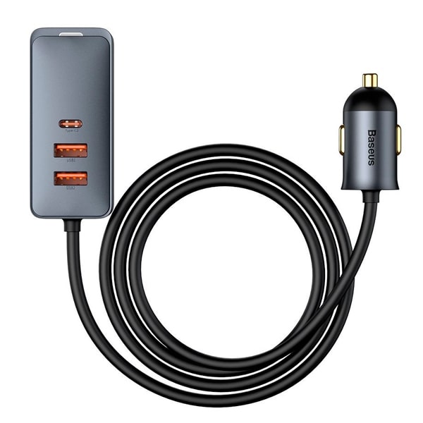 Baseus Share Together PPS Multi-Port Fast Charging Car Charger With Extension Cord 120W 2U+2C