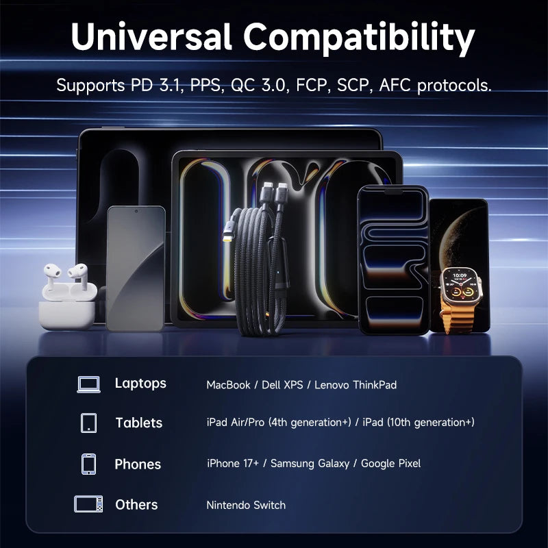 Baseus Flash 4 2-in-1 Fast Charging Cable USB-C to C+C 140W 1.5m Cosmic Black