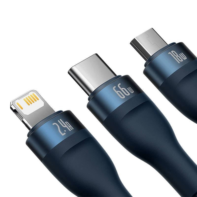 Baseus Flash Series II One-for-three Fast Charging Data Cable USB to M+L+C 66W
