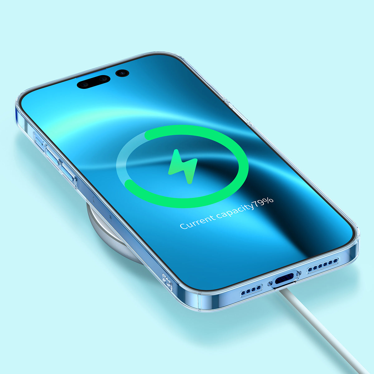 Baseus Crystal Series Magnetic Case for iP 14 Series (Pack of 1 with full coverage tempered glass screen protector and cleaning kit), Clear