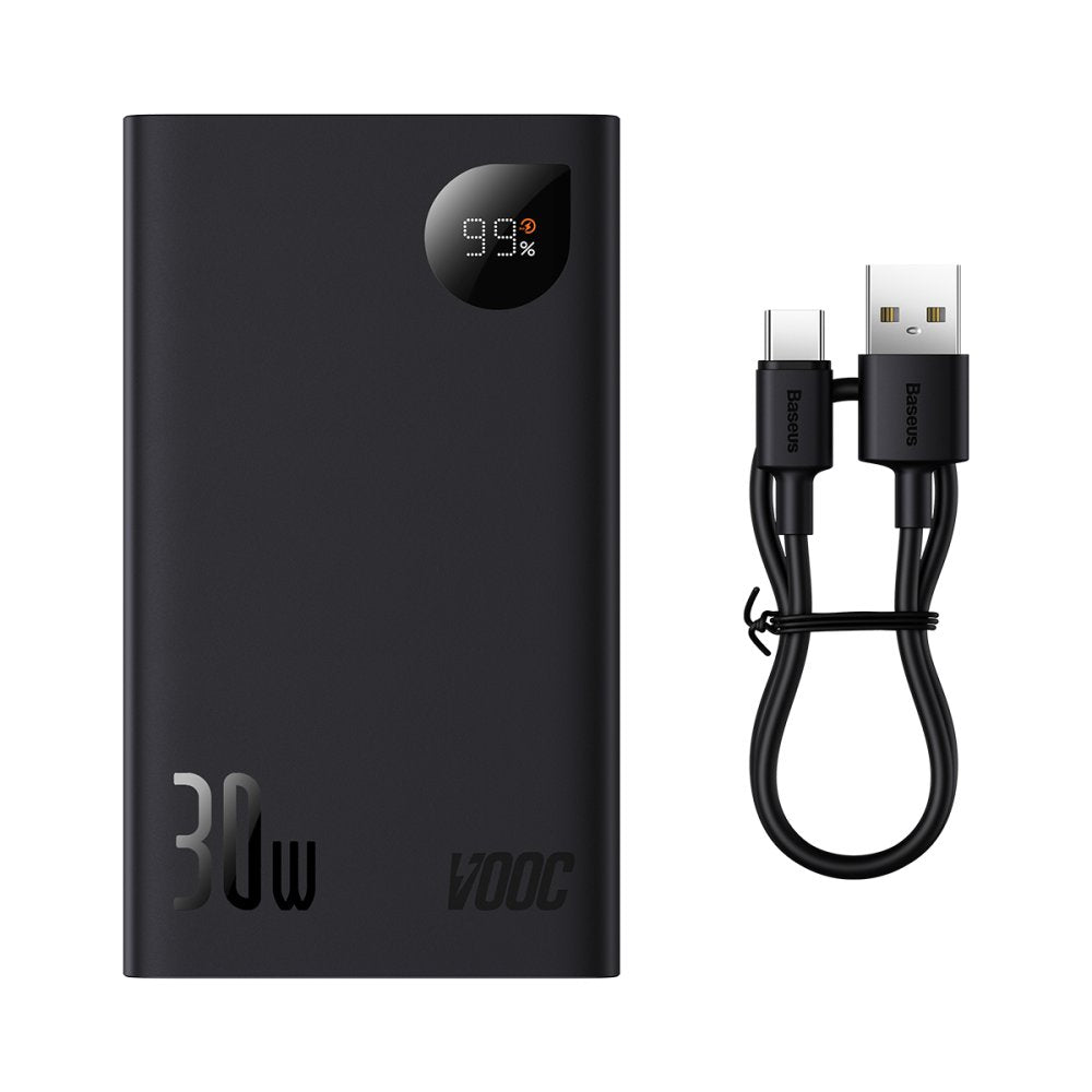 Baseus Adaman2 Digital Display Fast Charge Power Bank 20000mAh 30W (VOOC Edition)( With Simple Series Charging Cable USB to Type-C 3A 0.3m Black)